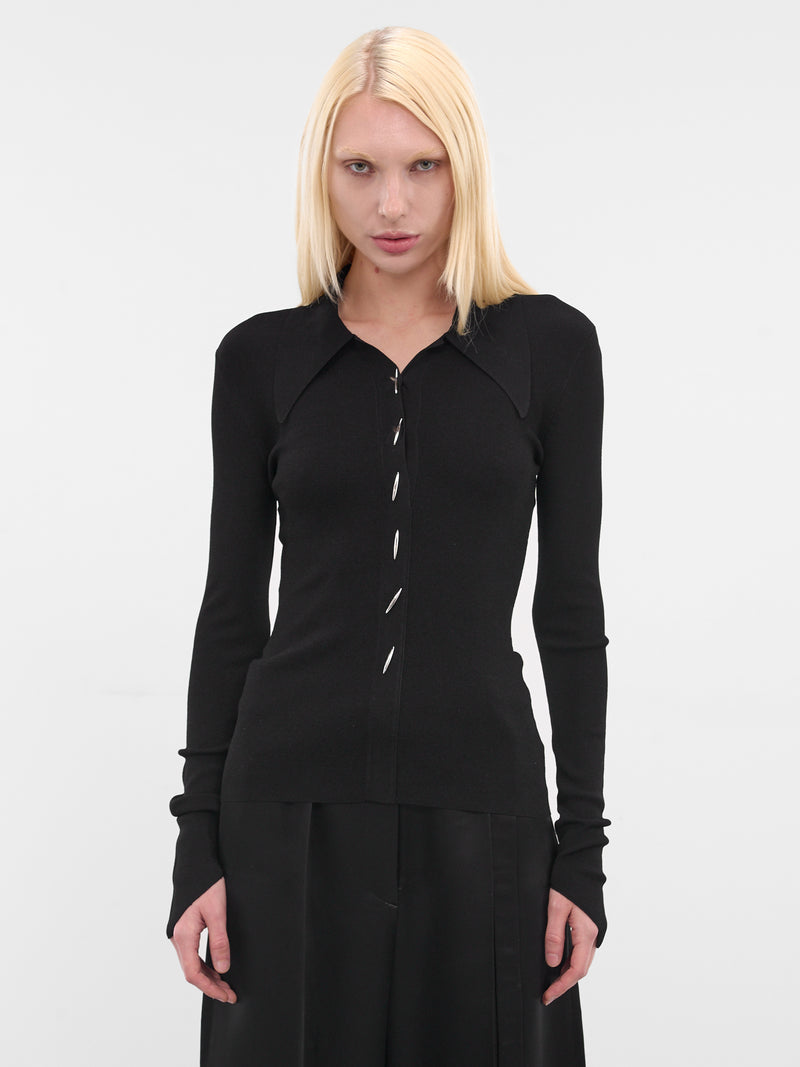 Black Angular Rib-Knit Top (K1002-BLACK)