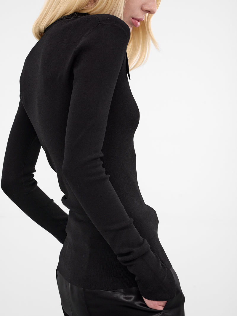 Black Angular Rib-Knit Top (K1002-BLACK)