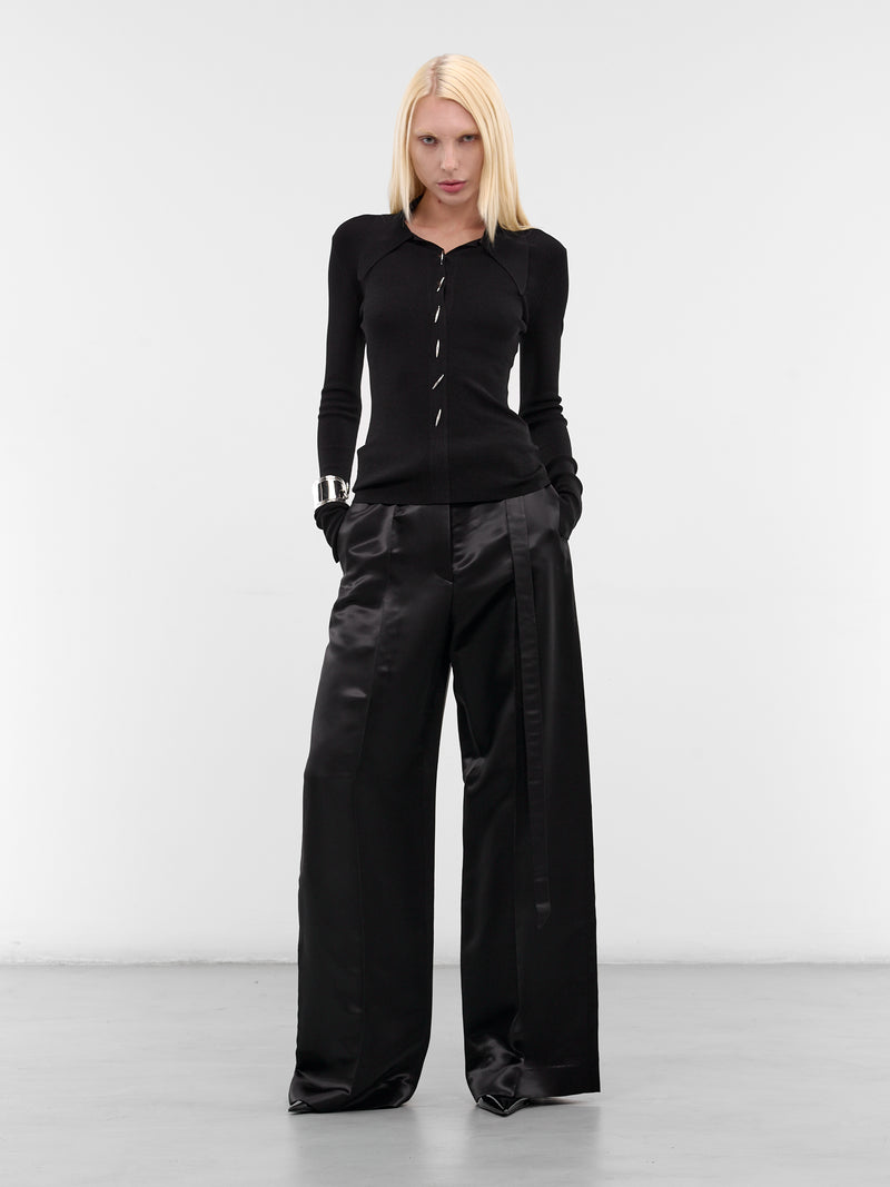 Black Angular Rib-Knit Top (K1002-BLACK)