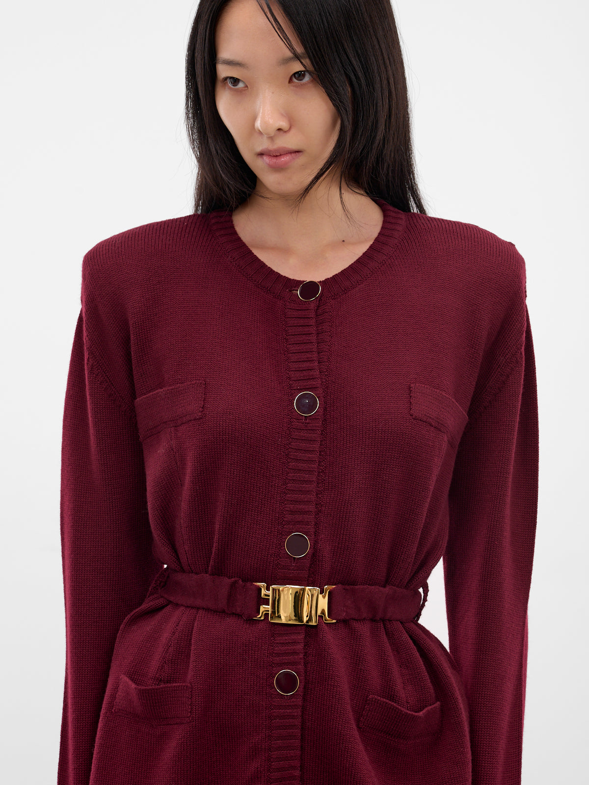 Bordeaux Wool Knit Long Cardigan (K127-BORDEAUX)