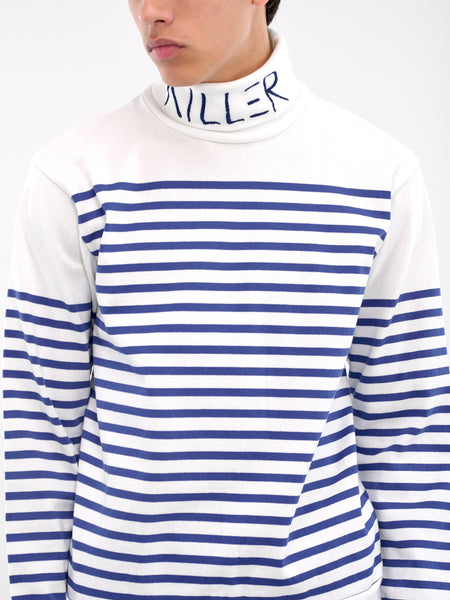 Striped Killer Embroidered Turtleneck (K2409LC020-WHITE)