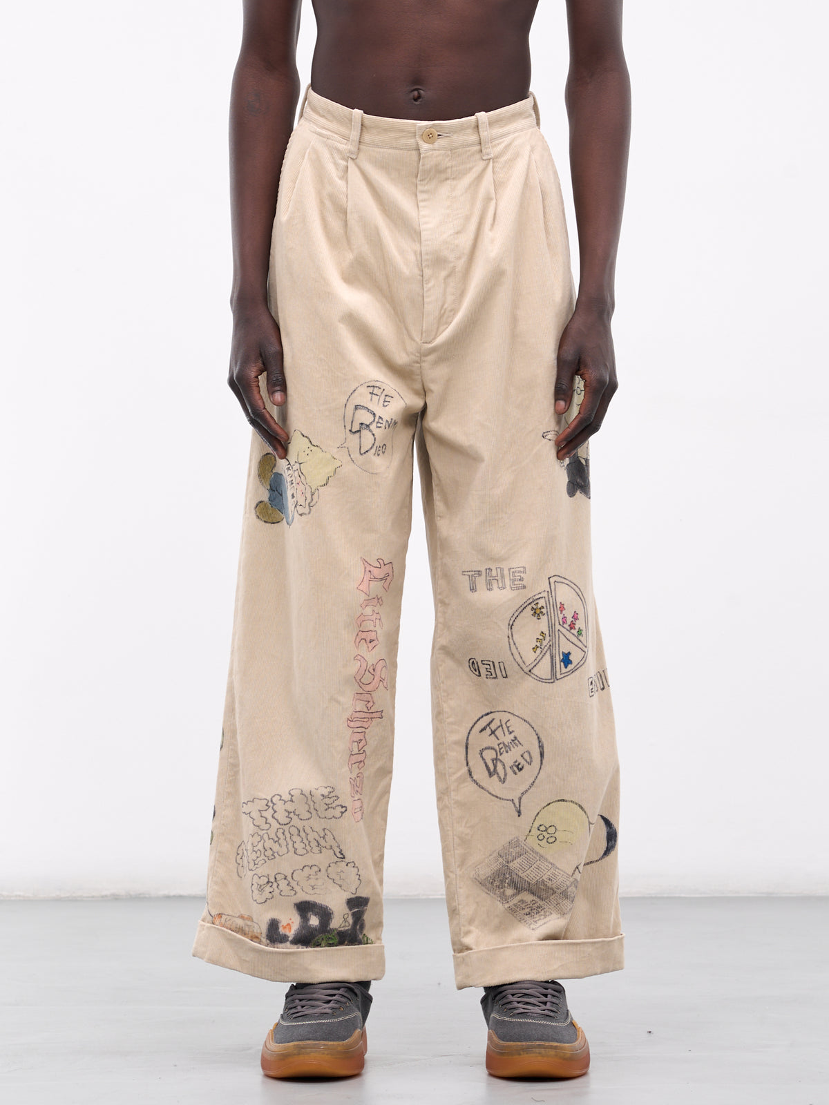 'Memorial Paint' Baggy Corduroy Trousers (K2502LP004-BE-BEIGE)