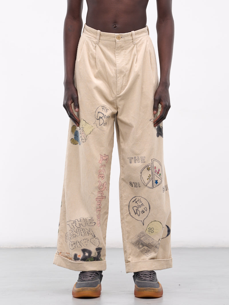 'Memorial Paint' Baggy Corduroy Trousers (K2502LP004-BE-BEIGE)
