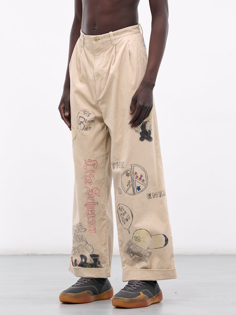 'Memorial Paint' Baggy Corduroy Trousers (K2502LP004-BE-BEIGE)