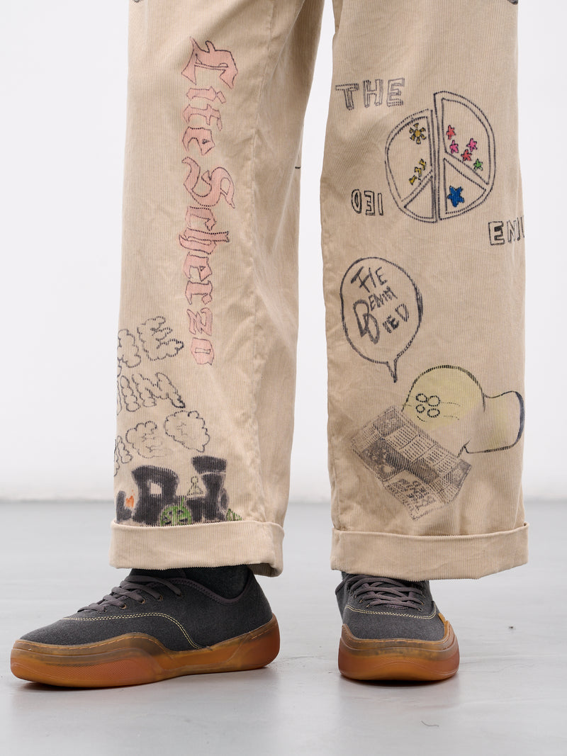 'Memorial Paint' Baggy Corduroy Trousers (K2502LP004-BE-BEIGE)