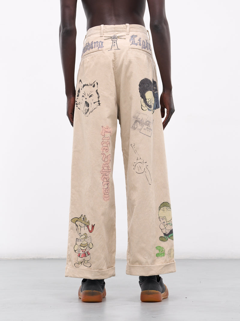 'Memorial Paint' Baggy Corduroy Trousers (K2502LP004-BE-BEIGE)