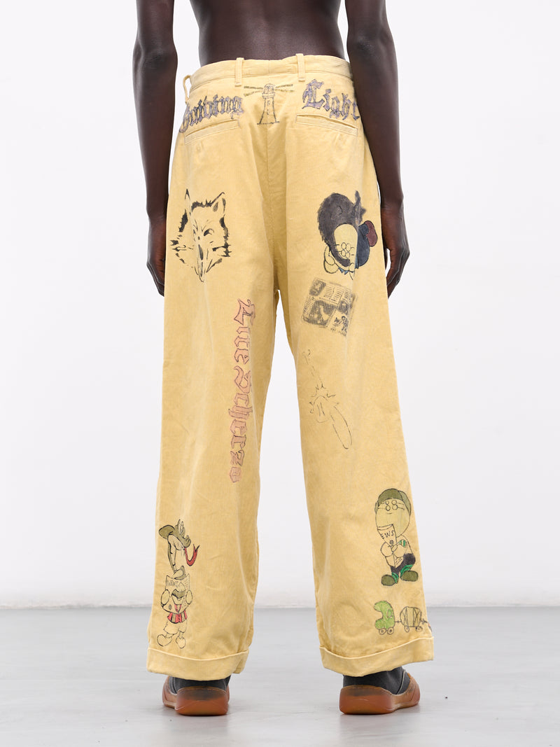'Memorial Paint' Baggy Corduroy Trousers (K2502LP004-LYL-LIGHT-YELLOW)