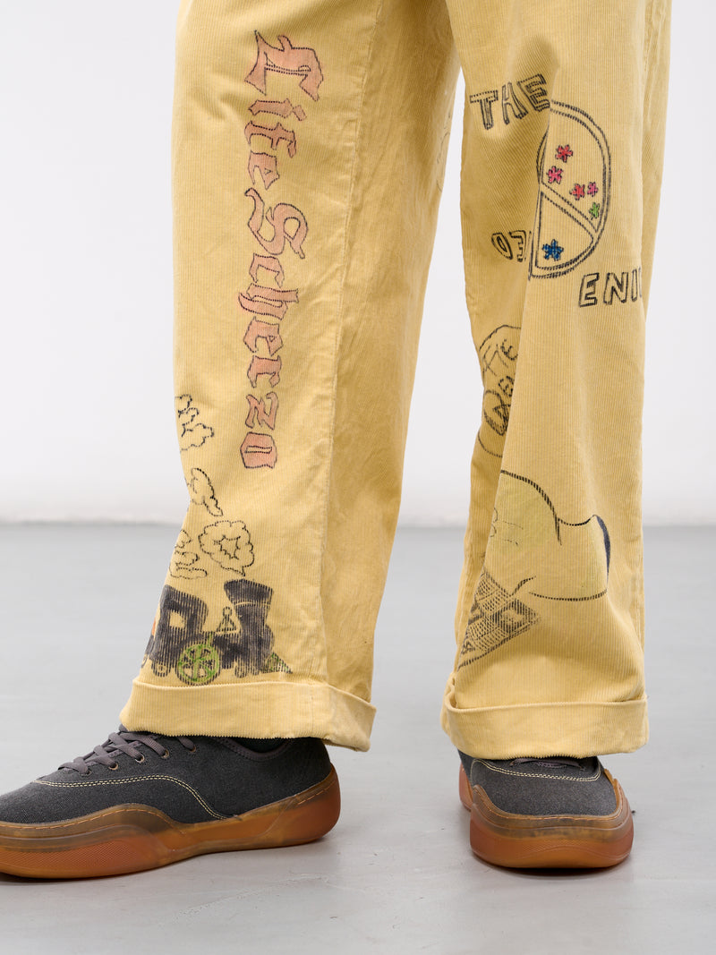 'Memorial Paint' Baggy Corduroy Trousers (K2502LP004-LYL-LIGHT-YELLOW)