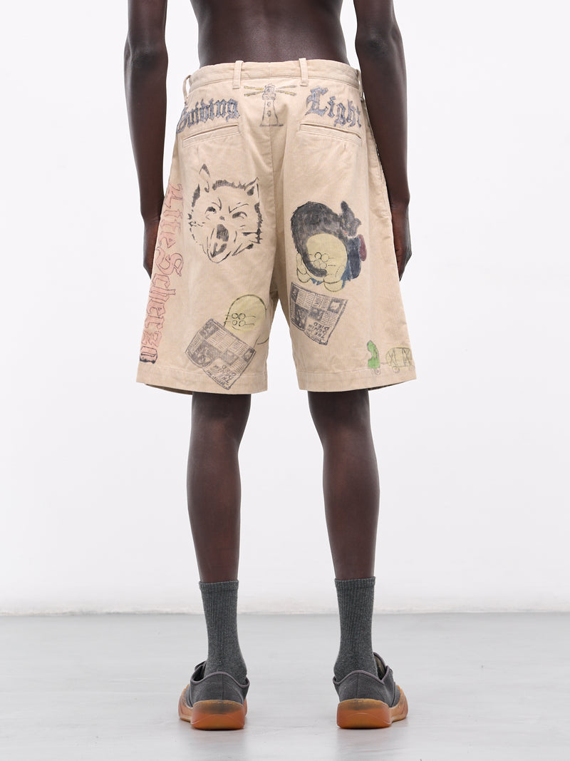 'Memorial Paint' Baggy Corduroy Shorts (K2502SP003-BE-BEIGE)
