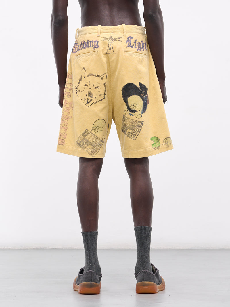 'Memorial Paint' Baggy Corduroy Shorts (K2502SP003-LYL-LIGHT-YELLOW)
