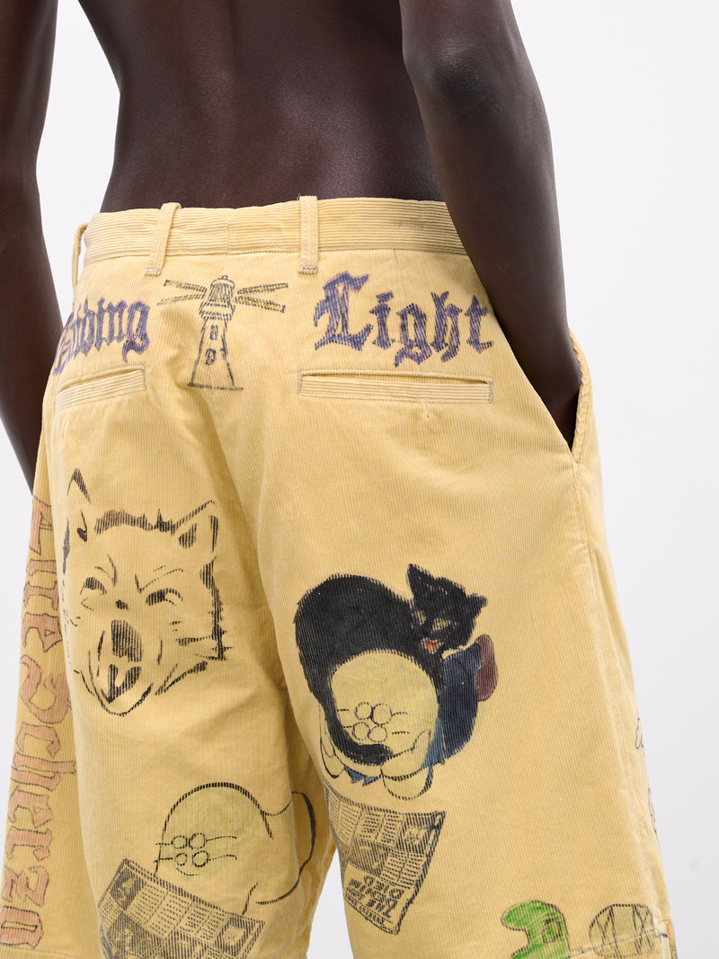 'Memorial Paint' Baggy Corduroy Shorts (K2502SP003-LYL-LIGHT-YELLOW)