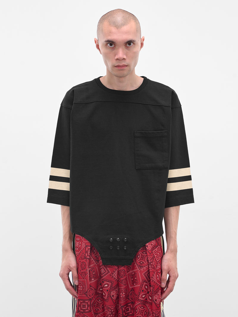 Black Striped Bodysuit Hem Tee (K2503LC054-BLK-BLACK)