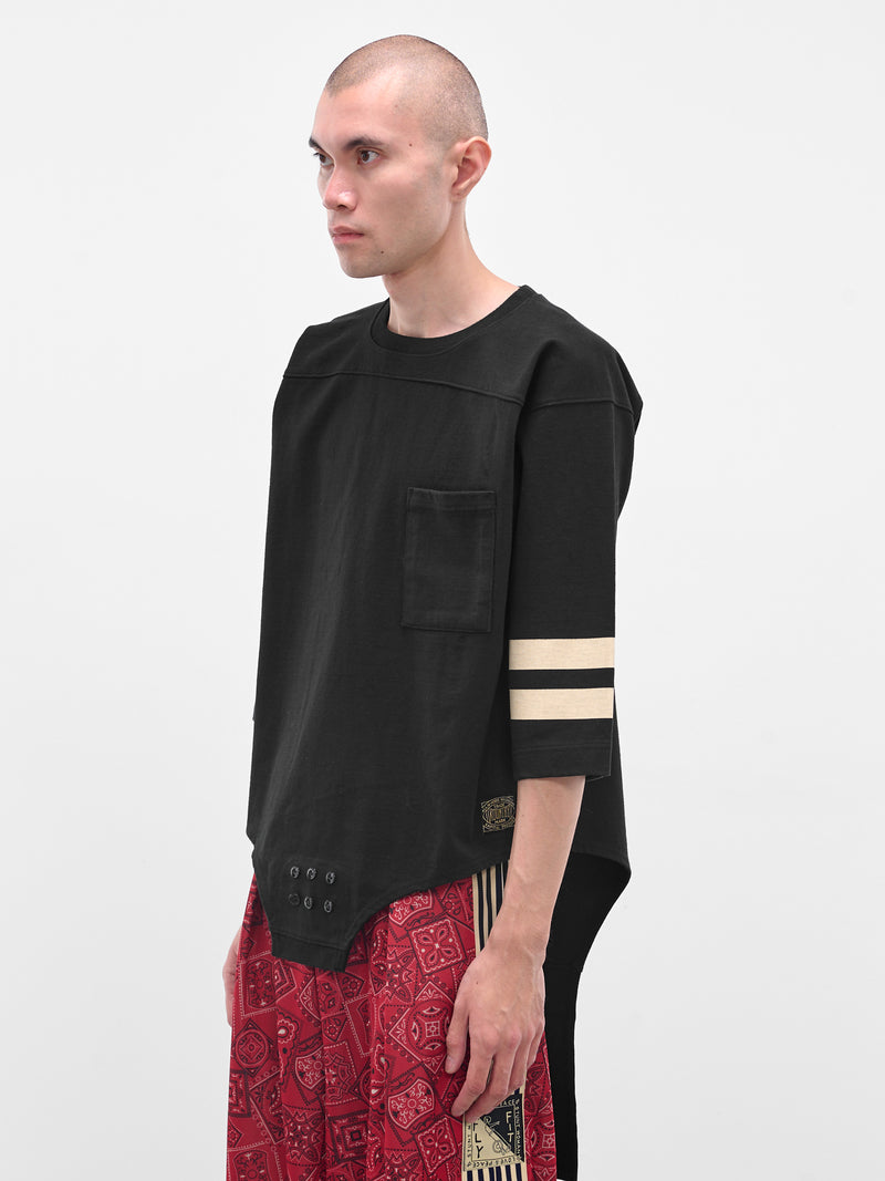 Black Striped Bodysuit Hem Tee (K2503LC054-BLK-BLACK)