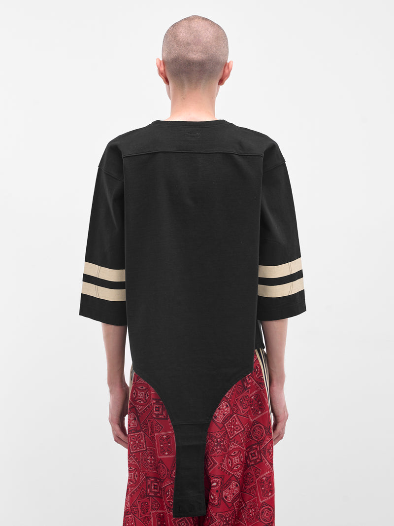 Black Striped Bodysuit Hem Tee (K2503LC054-BLK-BLACK)