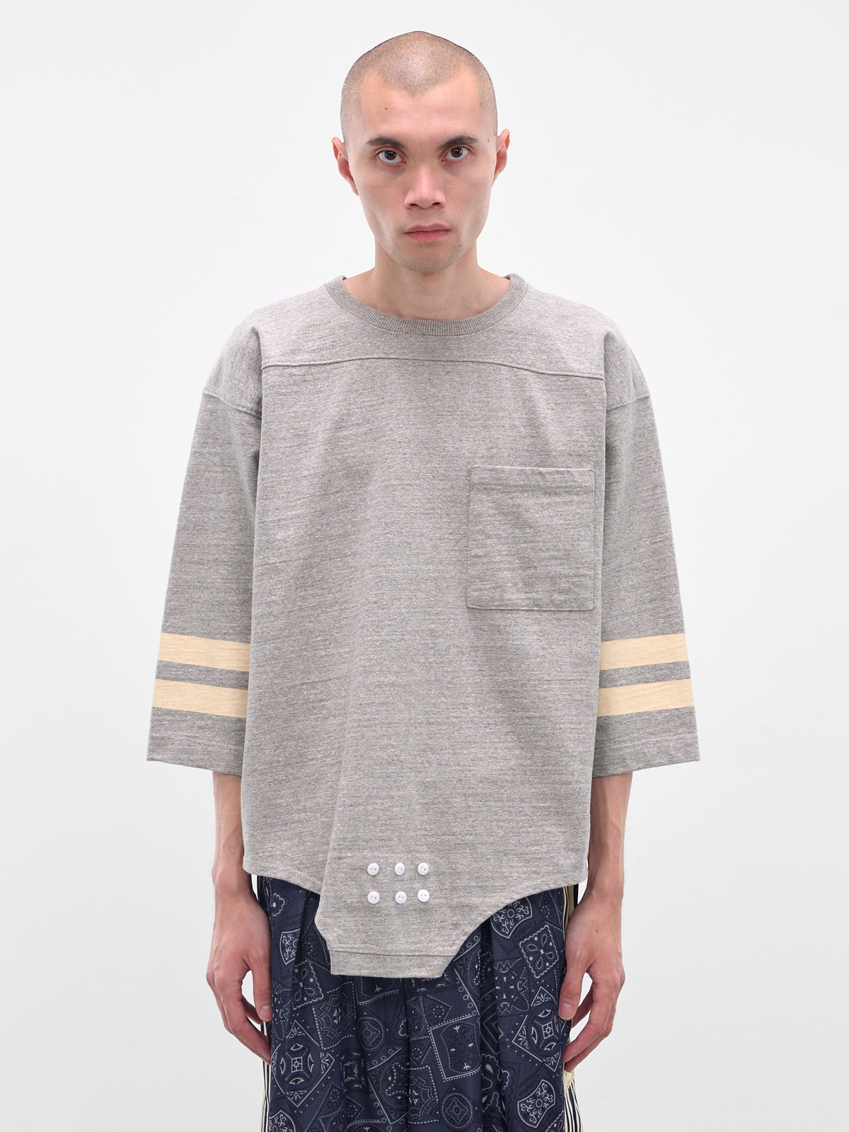 Gray Striped Bodysuit Hem Tee (K2503LC113-GRY-GREY)