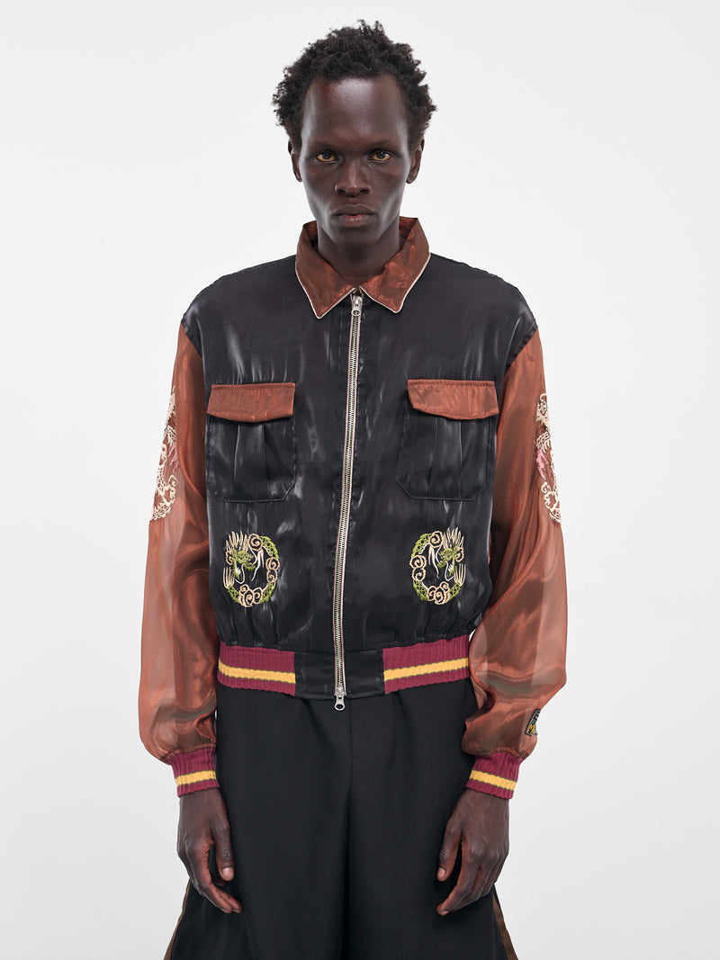 Sheer Japan Souvenir Zip Jacket (K2504LJ183-BKB-BLACK-BROWN)