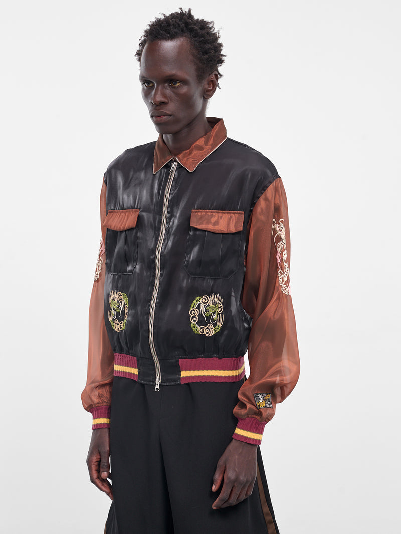 Sheer Japan Souvenir Zip Jacket (K2504LJ183-BKB-BLACK-BROWN)