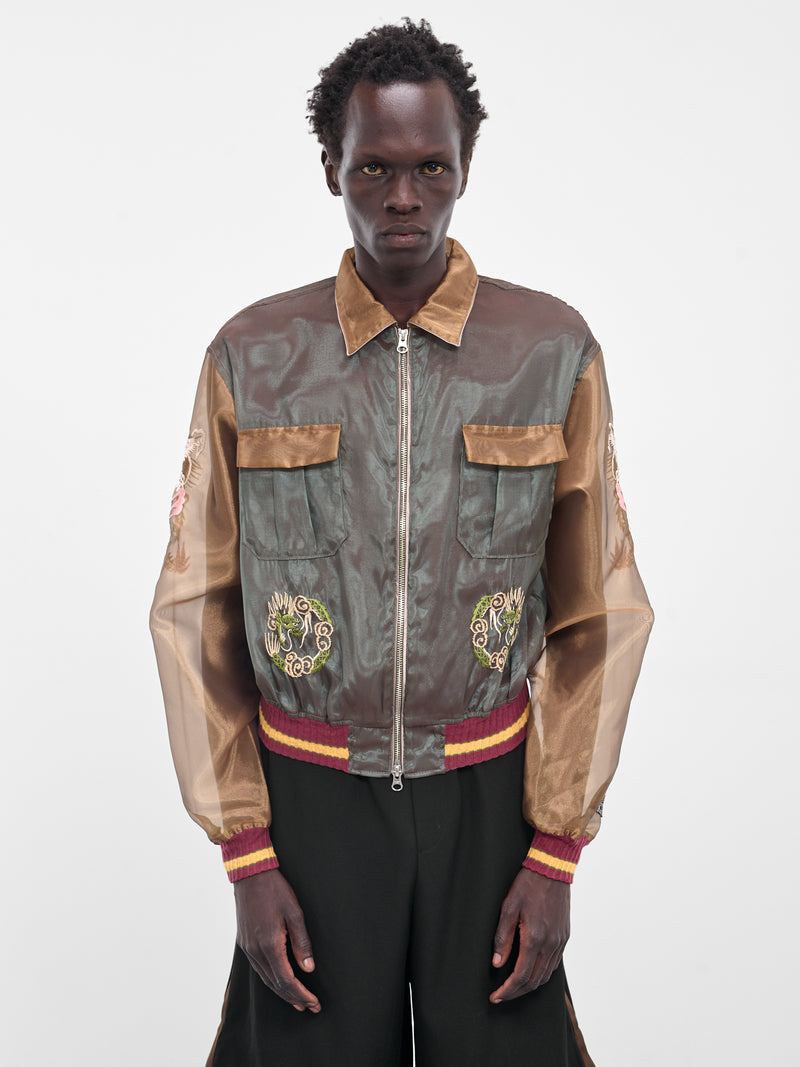 Sheer Japan Souvenir Zip Jacket (K2504LJ183-KBE-KHAKI-BEIGE)