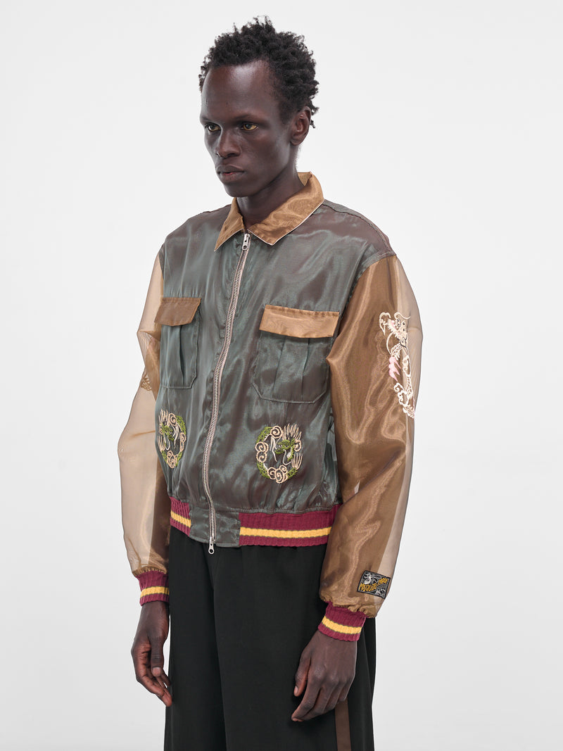 Sheer Japan Souvenir Zip Jacket (K2504LJ183-KBE-KHAKI-BEIGE)