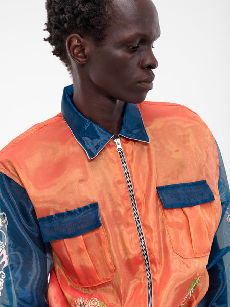 RADIALL souvenir jacket Blue × Orange Sheer Japan Souvenir Zip Jacket (K2504LJ183-ORB-ORANGE-BLUE)