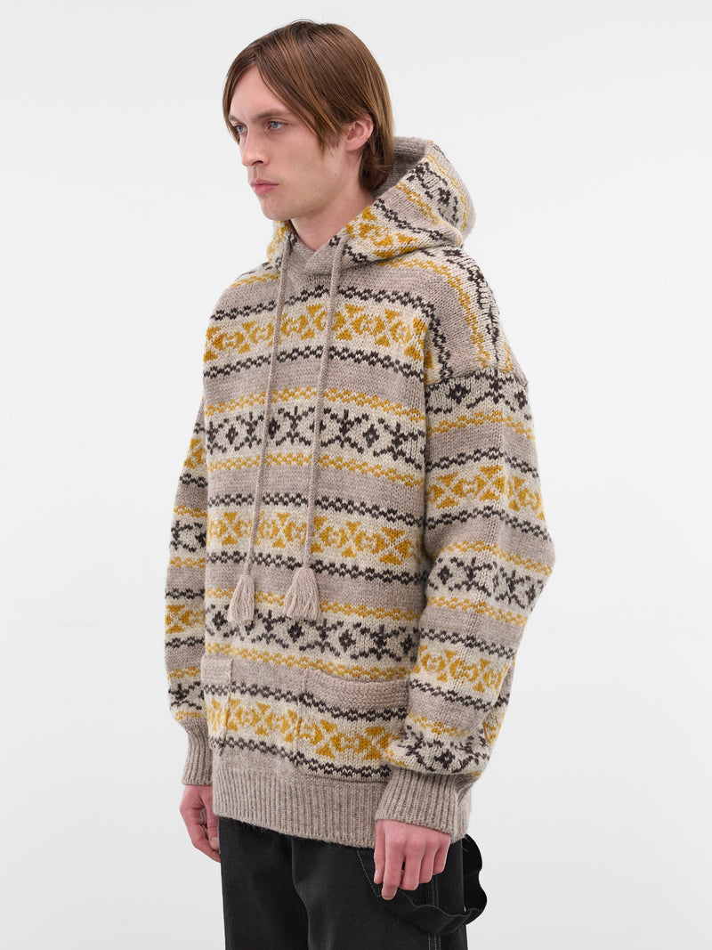 Beige Fair Isle Knit Hoodie (K2509KN026-YELLOW)