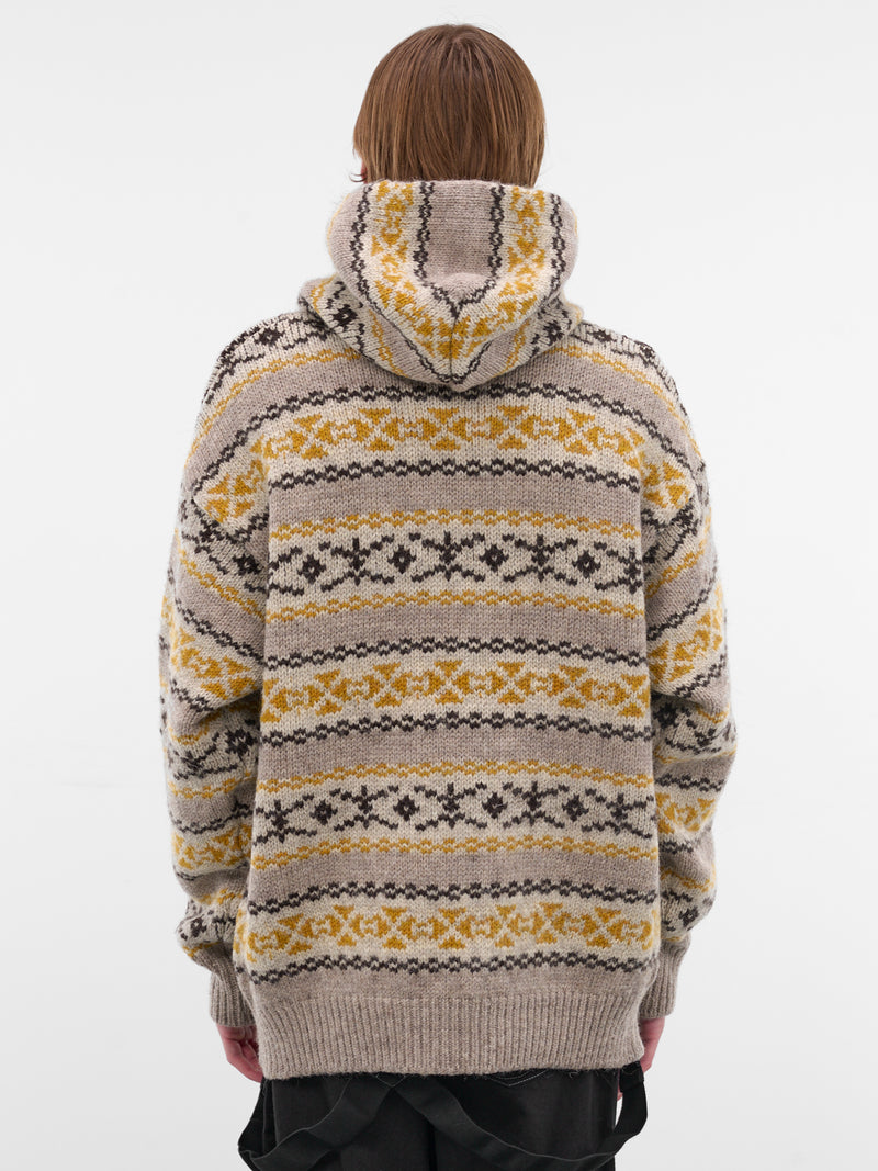 Beige Fair Isle Knit Hoodie (K2509KN026-YELLOW)