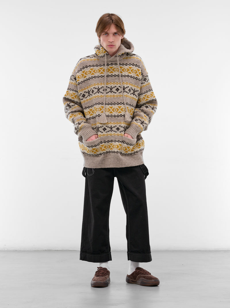 Beige Fair Isle Knit Hoodie (K2509KN026-YELLOW)