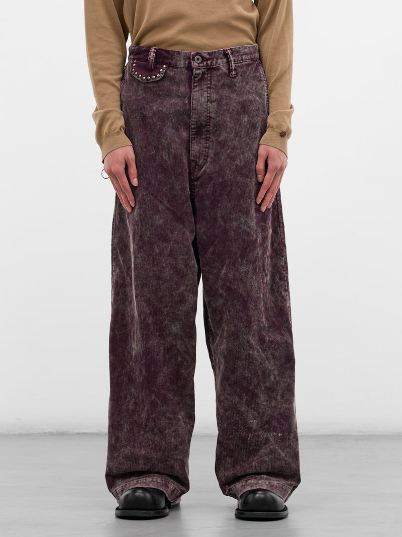 Burgundy Corduroy Wide Leg Trousers (K2509LP087-BURGUNDY)