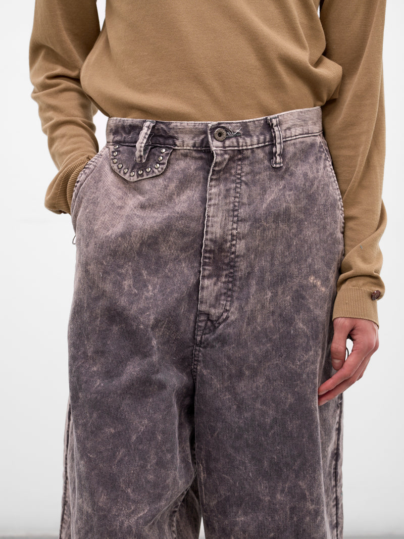 Gray Corduroy Wide Leg Trousers (K2509LP087-GRAY)