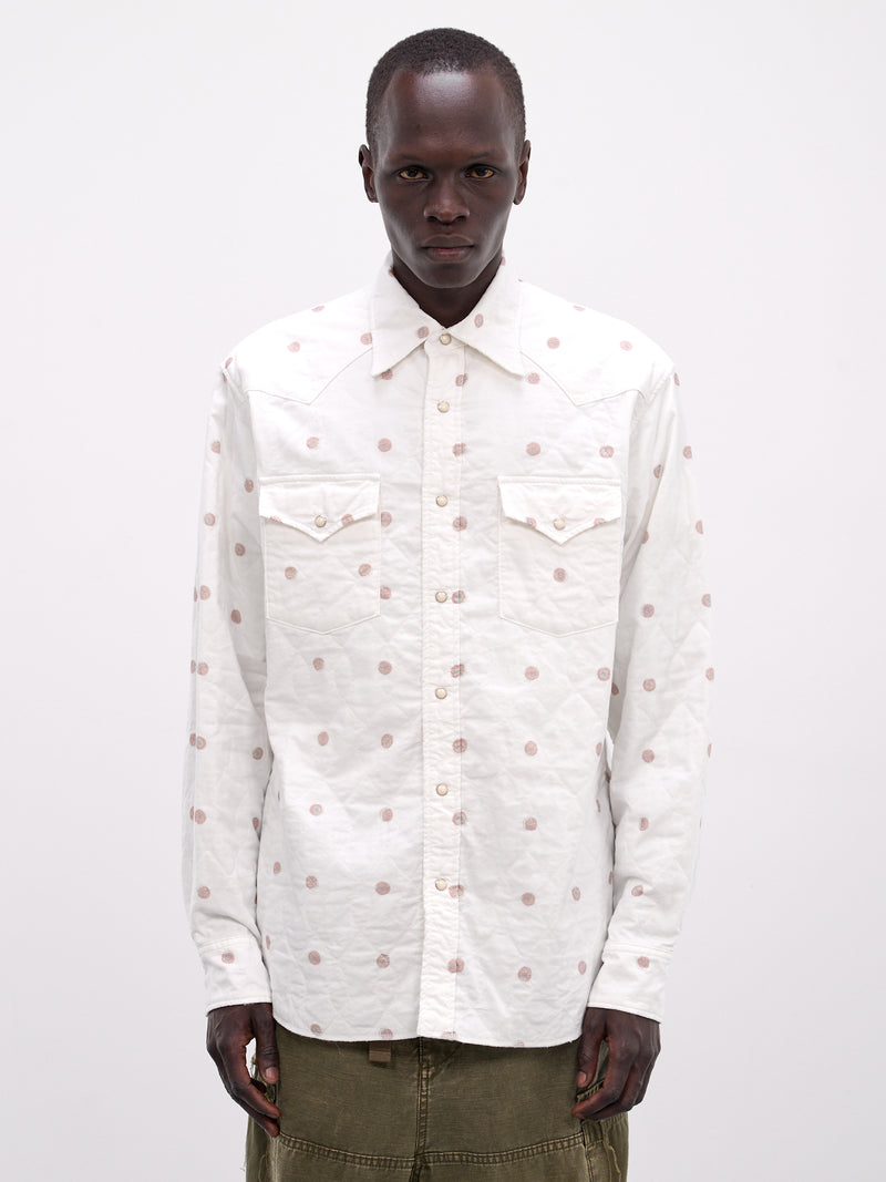 White All-Over Print Western Shirt (K2509LS036-WHITE)