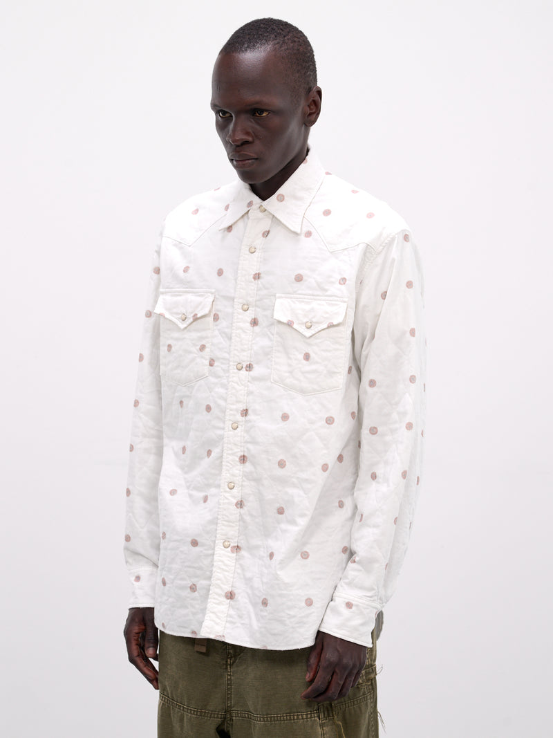 White All-Over Print Western Shirt (K2509LS036-WHITE)