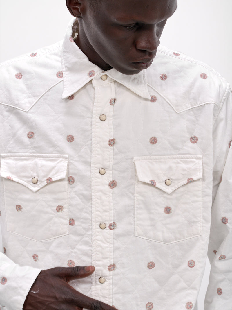 White All-Over Print Western Shirt (K2509LS036-WHITE)