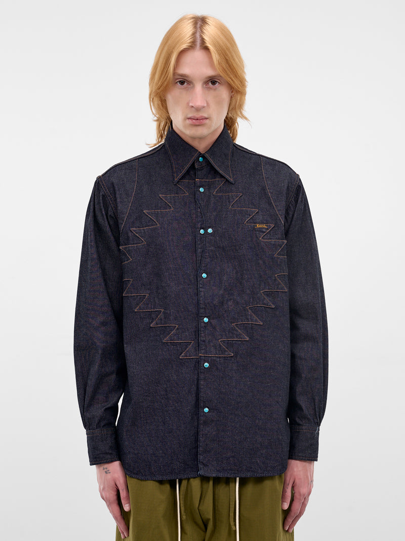 Indigo Denim Chimayo Stitching Shirt (K2509LS081-IDG-INDIGO)