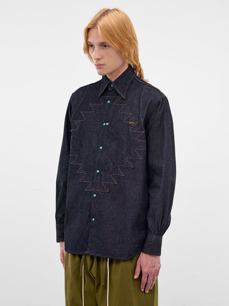 Indigo Denim Chimayo Stitching Shirt (K2509LS081-IDG-INDIGO)