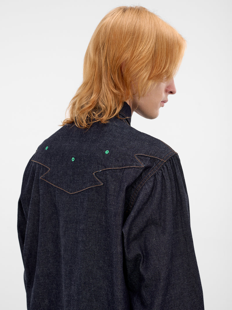 Indigo Denim Chimayo Stitching Shirt (K2509LS081-IDG-INDIGO)
