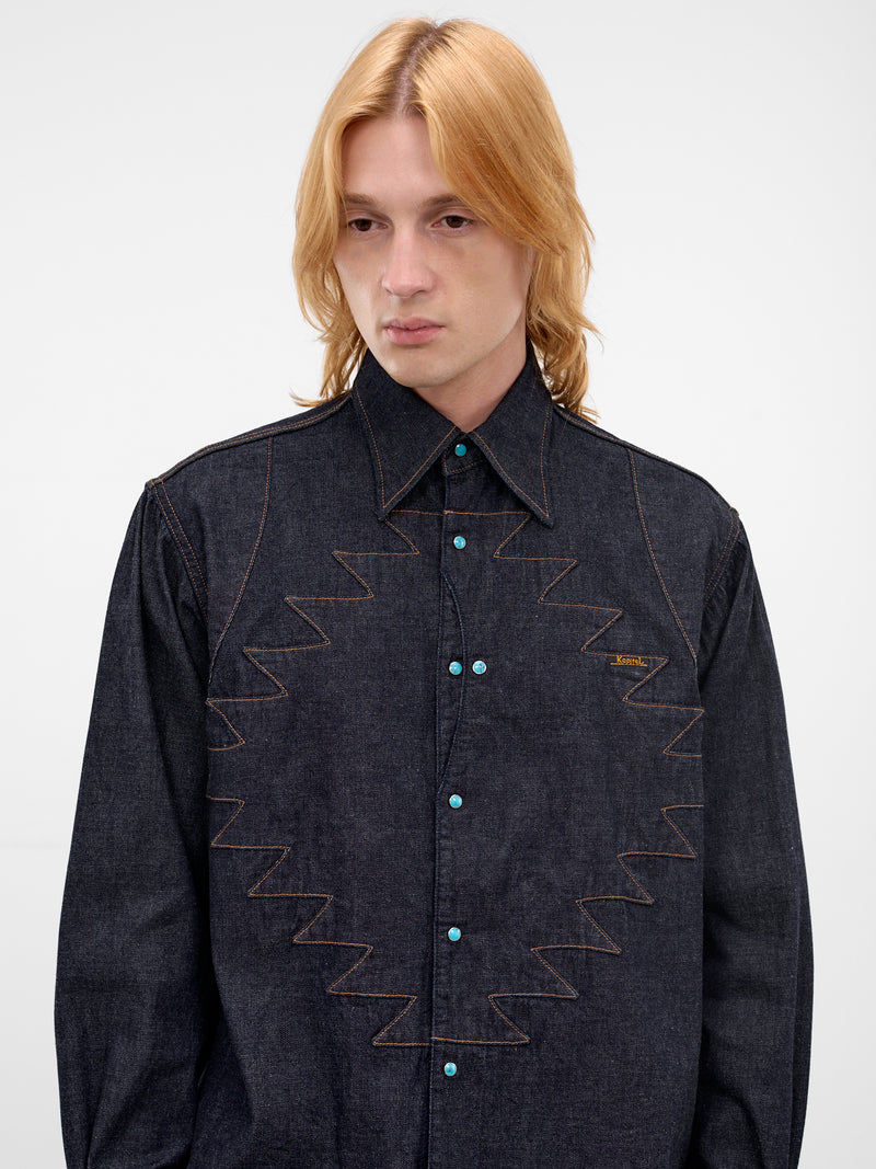 Indigo Denim Chimayo Stitching Shirt (K2509LS081-IDG-INDIGO)