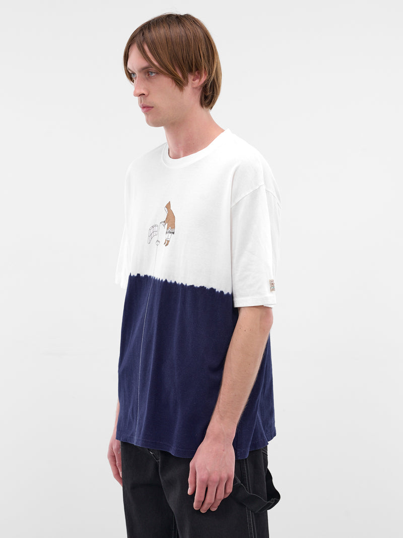 Hand-Dyed Indigo Ice Fishing Tee (K2509SC030-WHITE-INDIGO)