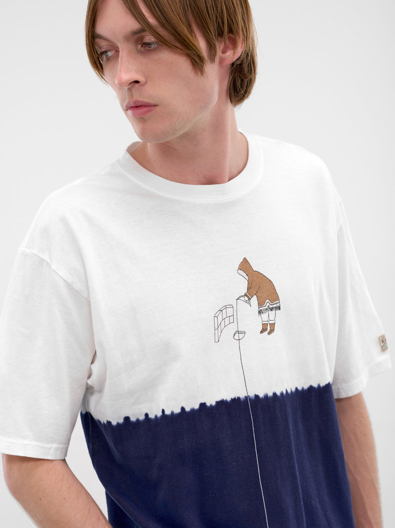 Hand-Dyed Indigo Ice Fishing Tee (K2509SC030-WHITE-INDIGO)