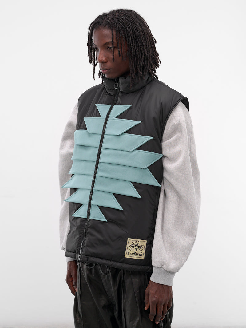 Black Nylon Zepher Fishing Vest (K2509SJ070-BLACK-SAX-LIGHT-BLU)