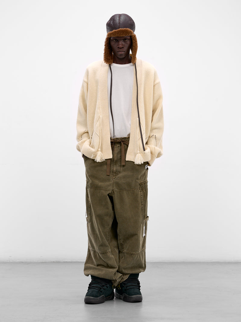 White Wool Argyle Kimono Cardigan (K2510KN128-NAT)