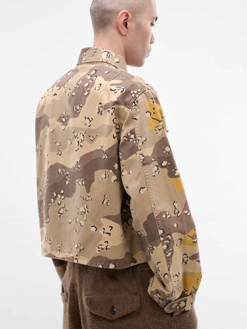 Beige Camouflage Herringbone Boxy Jacket (K2510LJ104-BEIGE)