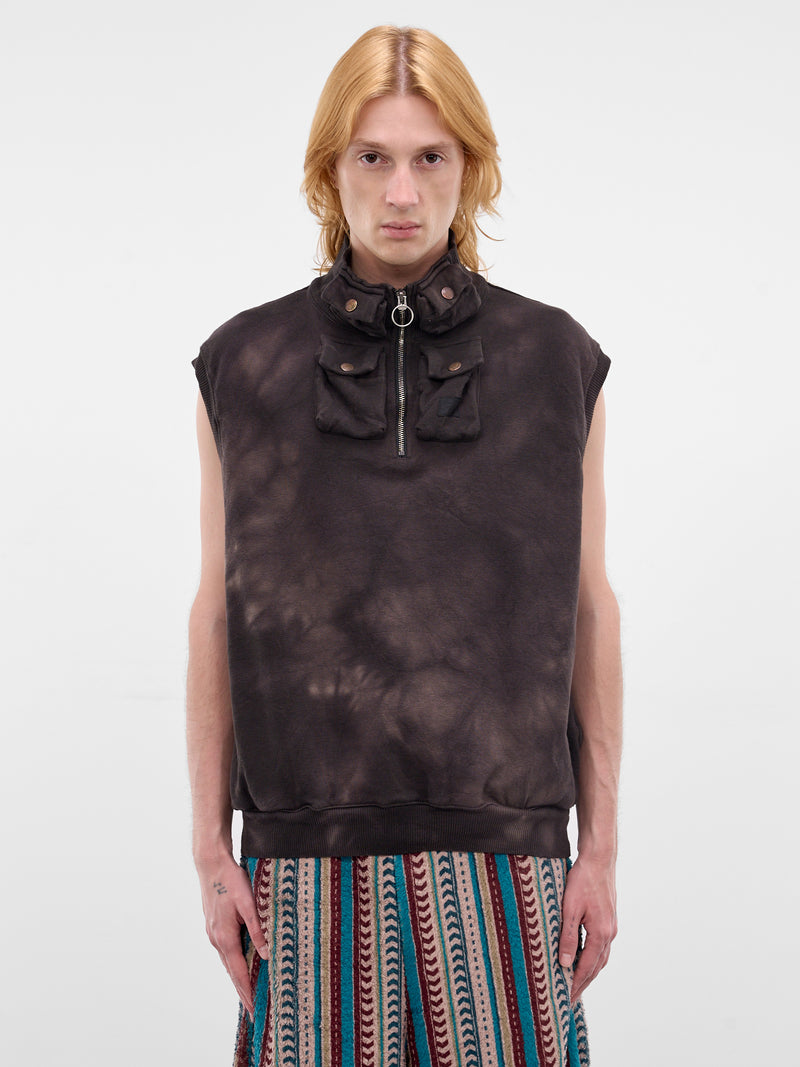 Charcoal Cotton Tie-Dye Cargo Vest (K2510SC139-CHARCOAL)