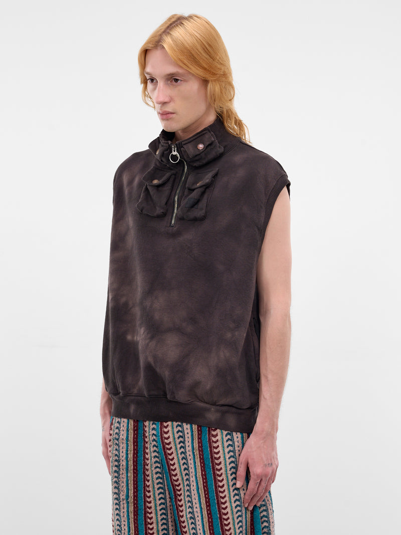 Charcoal Cotton Tie-Dye Cargo Vest (K2510SC139-CHARCOAL)