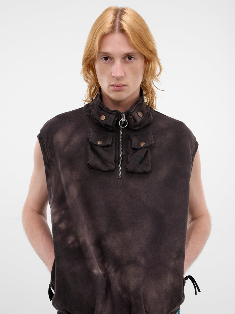 Charcoal Cotton Tie-Dye Cargo Vest (K2510SC139-CHARCOAL)