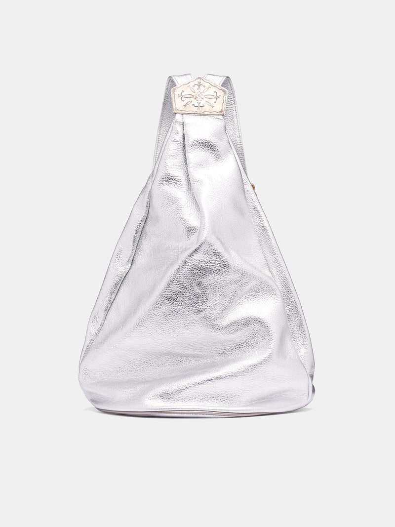Silver Foil Leather Medicine Backpack (K2510XB546-SILVER)