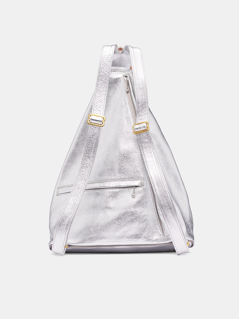 Silver Foil Leather Medicine Backpack (K2510XB546-SILVER)