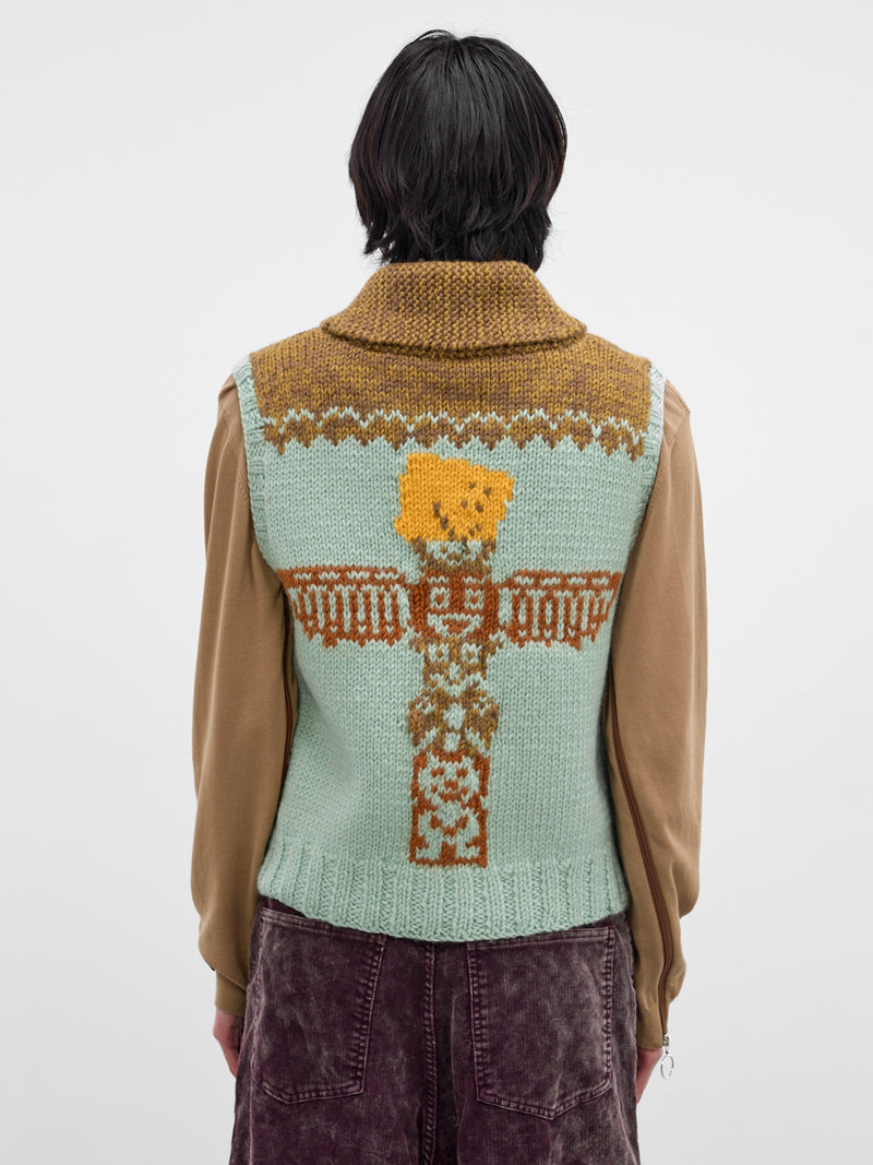 Blue Jacquard Knit Zip Vest (K2511KN181-SAX-LIGHT-BLUE)