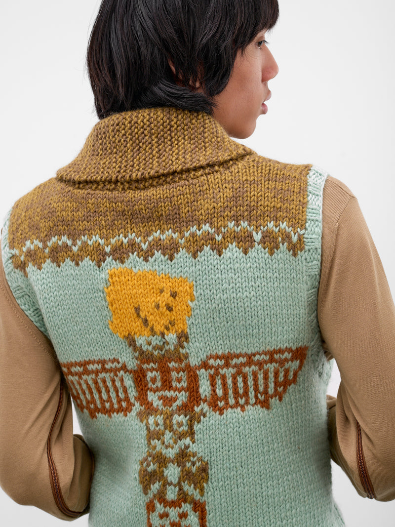 Blue Jacquard Knit Zip Vest (K2511KN181-SAX-LIGHT-BLUE)