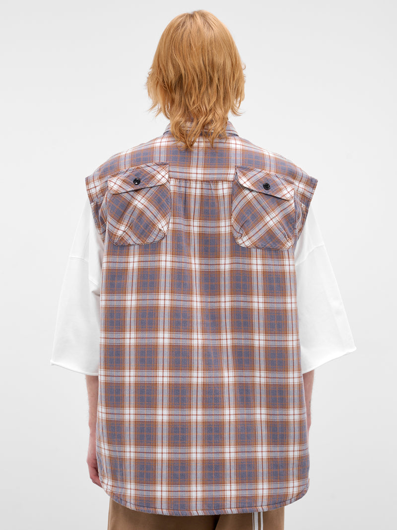 Navy Cotton Plaid Boxy Vest (K2511SJ195-NAVY)