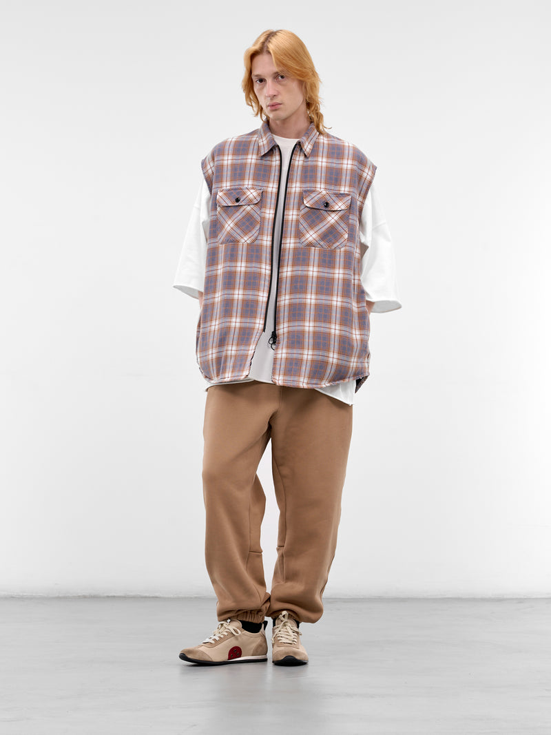 Navy Cotton Plaid Boxy Vest (K2511SJ195-NAVY)